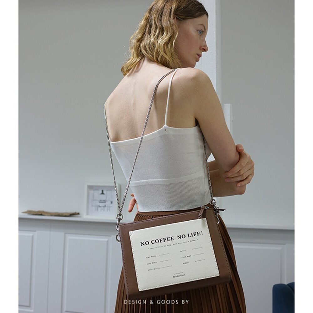 Briskerblack Slogan Crossbody Bag – "No Coffee No Life" Leather Shoulder Bag - Picture 5 of 16